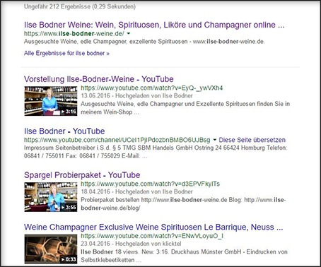 Ilse Bodner Videos ganz oben im Suchmaschinen-Ranking